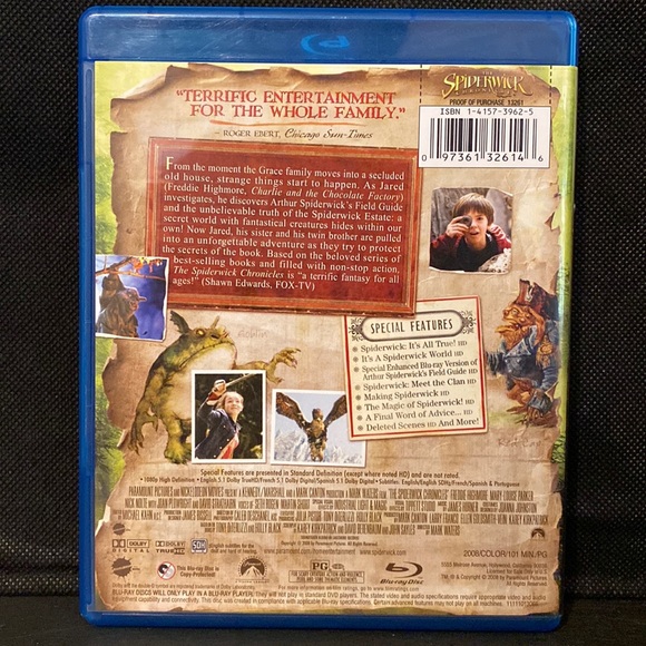 The Spiderwick Chronicles [Blu-ray] by Paramount- used - Picture 2 of 3